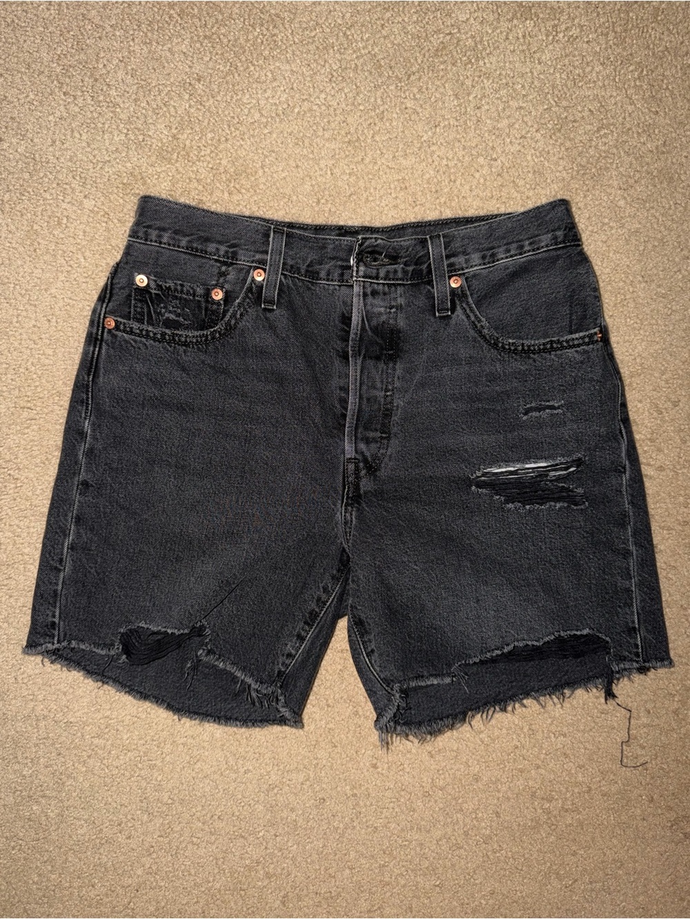 Levi's Black Distressed Jean Shorts